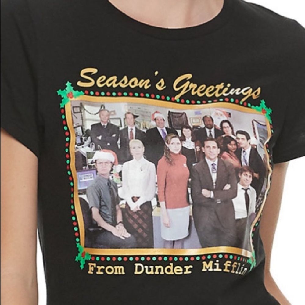 The Office TV Show Christmas Shirt Cast Photo Juniors Size S Michael Scott Funny